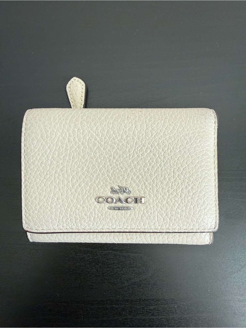 Coach Pebbled Leather Compact Wallet in Pale Pink